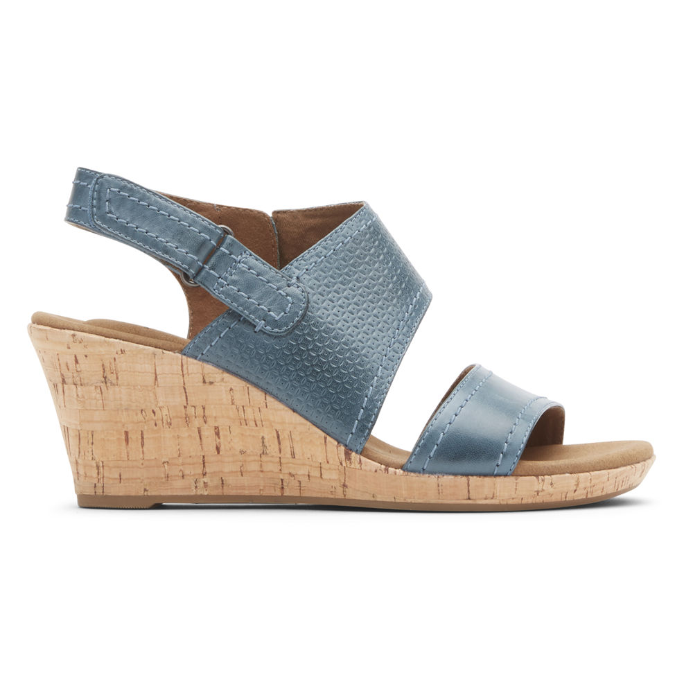 Rockport Singapore Womens Sandals - Briah Asymmetrical 2-Piece Blue - RA6384970